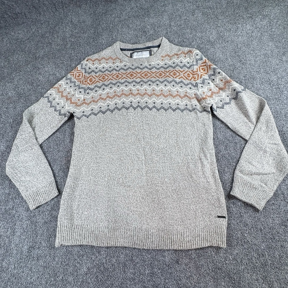 Denim & Flower Sweater Men XL Gray Fair Isle Nordic Boho Cottagecore‎ Wintercore